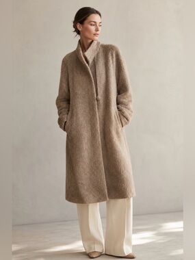 Vintage Alpaca Fur Blend Taupe Long Coat